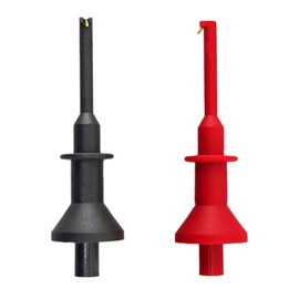 Samcos IC Test Hook Clip with 0.08 inch (2 mm) Plug & Female Jack Red & Black Set for Multimeter Probe Cable Electrical Testing, Measuring, Repair, Extendable, Tester, Electronic Circuit Inspection