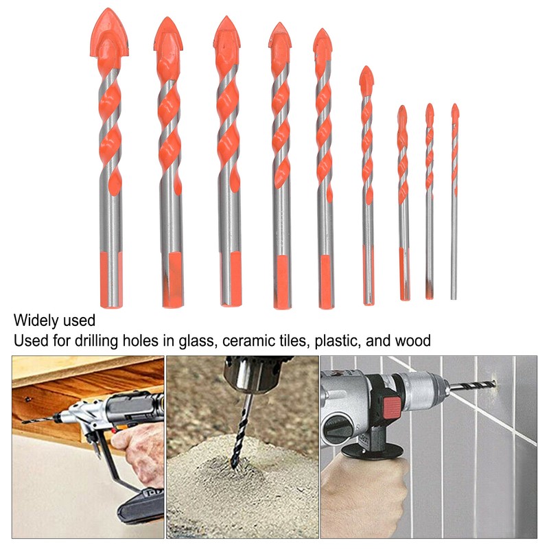 9Pcs Masonry Drill Bits Set Cemented Carbide Industrial Strength Carbide
