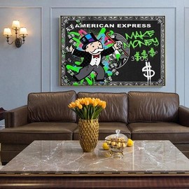 Modern Alec Graffiti Print, Monopoly Millionaire Street Art, Painting for Home Decor Poster - Color: 8x12inch