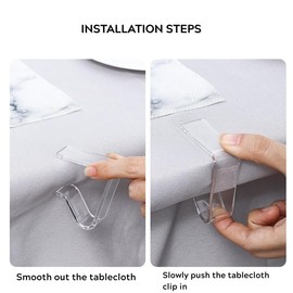 Clear Tablecloth Clips – 4-Pack Non-Slip Table Cover Holders – Small Size, No Drilling Required – Tablecloth Fasteners for Kitchen, Dining, Picnic Use (4, Small)