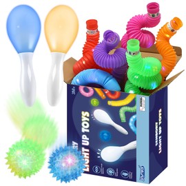 Joyreal Sensory Toys LED Light Up Maracas, Sensory Tubes & Balls, 10PCS Party Favors, Light Up Toys for Babies 3 6 9 12 Months, Sensory Toys for Autism ADHD, Fidget Toys Stress Relief Toys