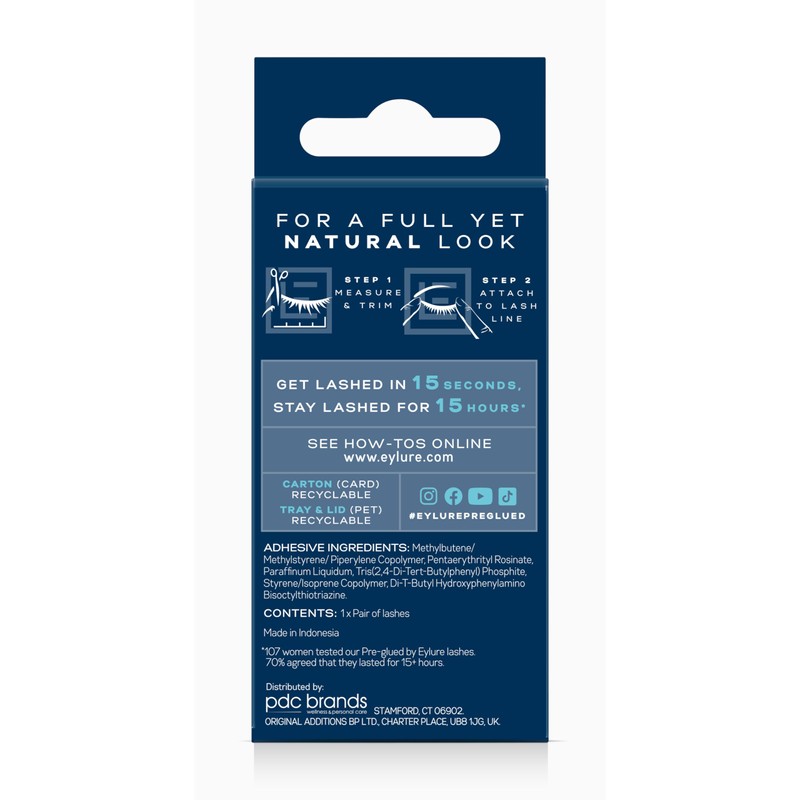 Eylure Press On Pre-Glued False Eyelashes, 3/4 Length Lashes, No.