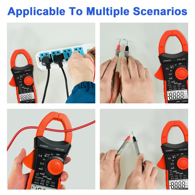 AIOMEST Current Clamp, Current Meter AC/DC Current: 0-1000A, 570T-APP Current