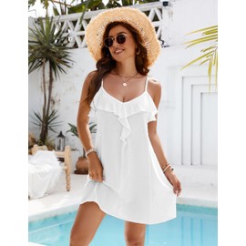 Blooming Jelly Women Swimsuit Coverup Beach Dress Swimwear Bathing Suit Cover up Swim A Line Dresses 2024 (L, White)