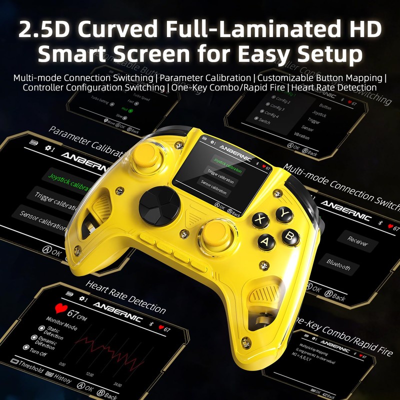 Cintwor RG G01 Interactive Screen Wireless Gaming Controller for Steam/PC/Switch/Linux/Android/iOS,