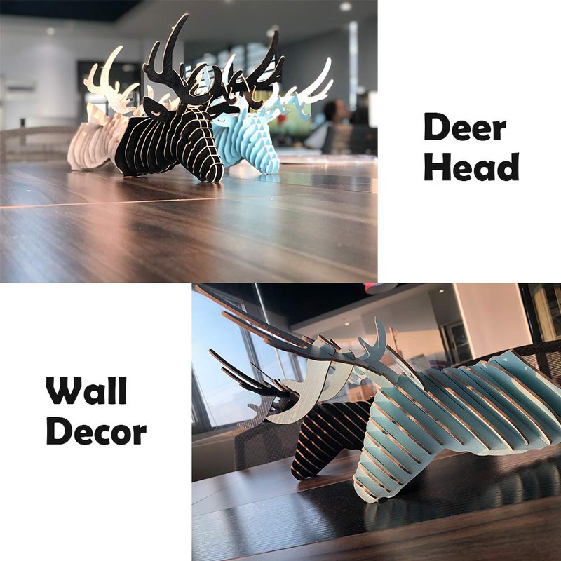 Hooshing Deer Head Wall Decor Trophy Sculpture DIY 3D Puzzle