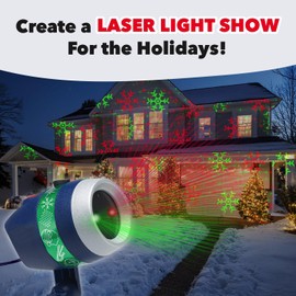 Star Shower Spectacular Christmas Laser Light Show, AS-SEEN-ON-TV, 8 Holiday Images, Projects & Covers Up to 3200 sq ft, Decorate in Seconds, Includes Lawn Stake, Green, Red or Red & Green Lasers