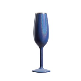 NEWPORT Stemware Collection, Premium Vacuum Insulated Stainless Steel Sparkling Wine & Champagne Flute, Crystal Thin Champagne Glass, Unbreakable & Drinks Stay Cold, Non-Slip Base, 6oz, Shimmer Blue