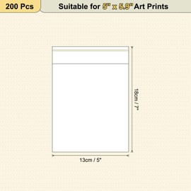 uxcell 7"x 5" Acid-Free Picture Sleeve, 200 Pack Crystal Clear Photo Sleeves Storage Bags Transparent Sealing Bag for 4"x 6" Art Prints, Pictures, Photos, Frame Mats Mattes