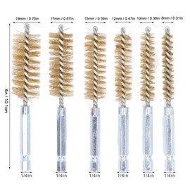 Wire Brush, Drill Brush, Hex Shaft Brush, Bore Brush, Cleaning Brush, Polishing, Rust Removal, Set of 6 (Brass Wire), Yellow)