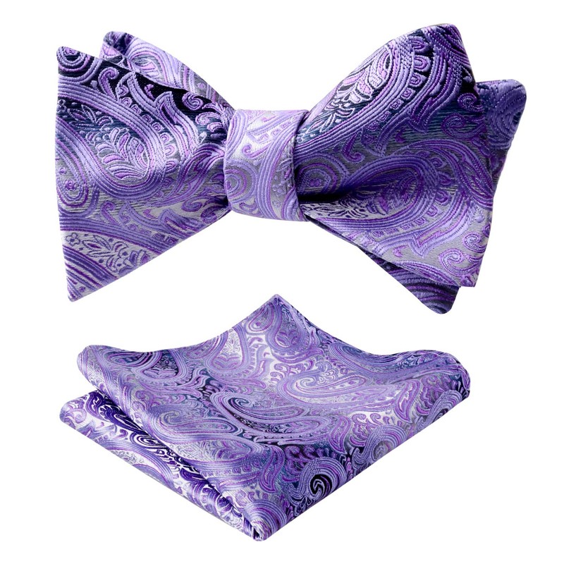 Alizeal Mens 2pcs Gradient Color Classic Paisley Self-tied Bow Tie
