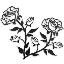 ESTART Large Rose Flower Wall Decor,15“H Black Metal Art Ornament Wall Hanging for Indoor Outdoor Home Bedroom Office (2 Pieces)