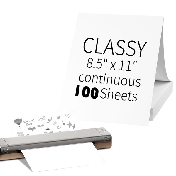 CLASSY 100 Sheets Thermal Printer Paper 8.5 x 11 Inch,Lasting