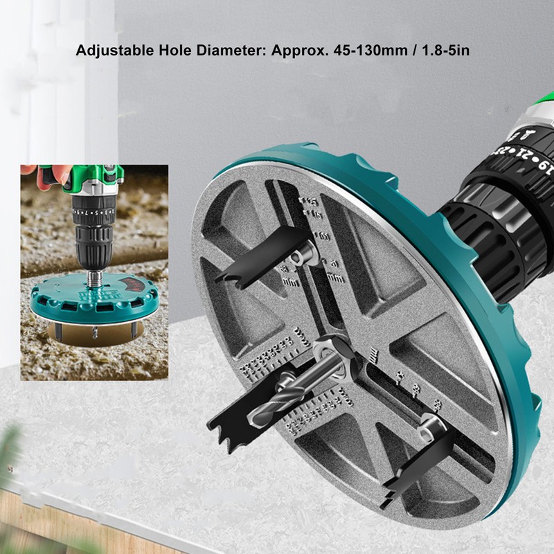Adjustable Hole Saw Kit with 12 Blades Round Hole Opener