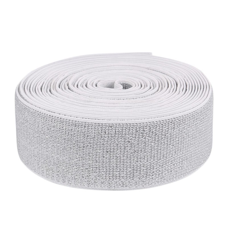 Suncoolla 5M Gold Silver Glitter Elastic Band (Silver, 30mm)