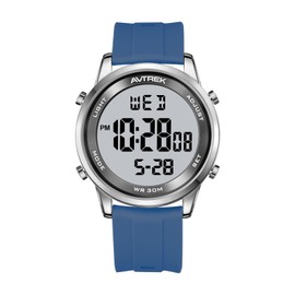 AVTREK Ultra-Thin Digital Watch Waterproof,and 5 Alarms/LED Backlight,Men's