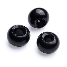 Cheriswelry 100pcs Black Rondelle Glass Beads European Large Hole Beads Smooth Loose Spacer Beads Slide Charms 15x10mm for DIY Bracelet Necklace Craft Jewelry Making