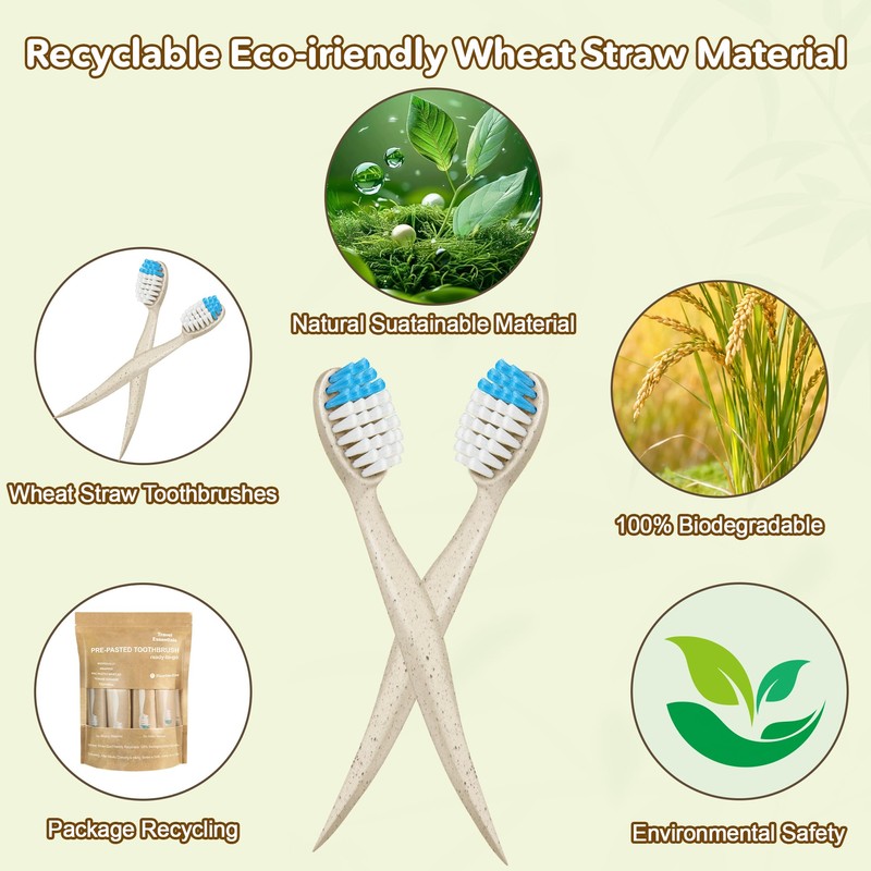 4 in 1 Pre-Pasted Toothbrushes with Tongue Scraper & Toothpick，26
