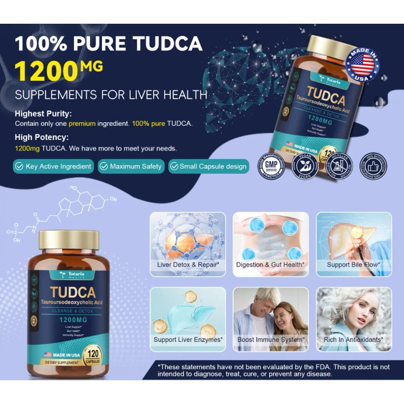 Tudca 1200 Protector Hepático Detox 120caps Hecho Usa