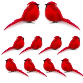Alpurple 8 PCS Artificial Red Cardinal Birds with Clip-5.5 x 3 Inch Christmas Big Belly Cardinal Birds Clip for Christmas Tree Ornament Decorations, Arts and Crafts