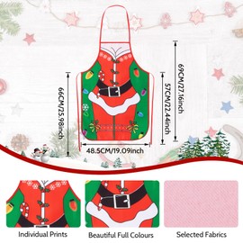 Lollanda Santa Claus Apron, 2PCS Christmas Aprons, Christmas Kitchen Apron, Christmas Santa Apron, Santa Print Chef Apron for Christmas Men Women Kitchen (Green)