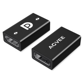 AGVEE 2 Pack Displayport Coupler Adapter, Alloy Shell 8K HDR Displayport (DP) 1.4 Female to Female Extender Extension Connetor Converter, Backward Compatible with 1.3 1.2 1.1, Black