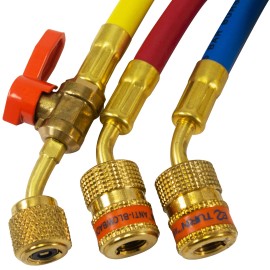 Uniweld EZ3HS Manifold Hoses 36in Red and Blue with EZ Turn Yellow with Ball Val