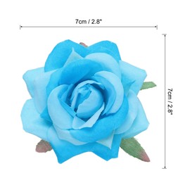 sourcing map 6 Pcs Rose Flower Hair Clips 3 Inch Flower Hair Pins Flower Brooch for Women Hair Accessories Lake Blue