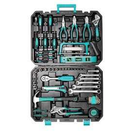 LIFERUN 79-Piece Tool Set - Complete with Tool Box, Ratchet Handle, Bits Driver, Adjustable Wrench, and Other Essentials - Ideal for Automotive, Motorcycle, Bicycle Maintenance, and General Home Use