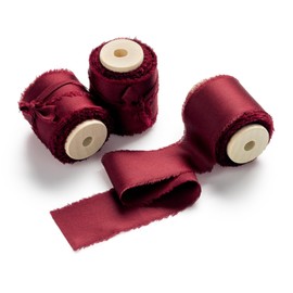 AOKSUNOVA Satin Ribbon 3.8cm Ribbon Wide Wedding Ribbon Burgundy Red Fabric Ribbon