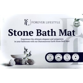 Forever Lifestyle Diatomaceous Earth Bath Mat for Bathroom, 24 x 15 Inch Ultra Absorbent Bath Mat, Fast Dry Stone Drying Mat, Non Slip Modern and Stylish Design (Dark Grey-Subtle)
