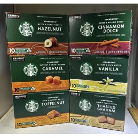 Starbucks Flavored Coffee 60 K-Cups Variety Pack Capsules For Keurig (6 Flavors)