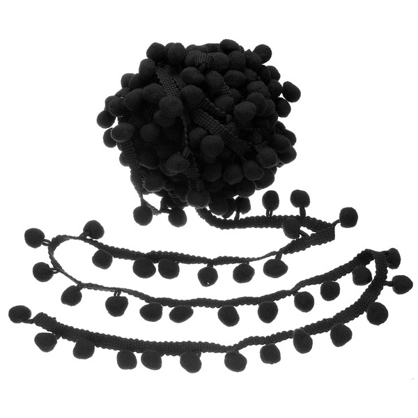 uxcell 9 Yards Pom Pom Trim Ribbon, 1" Wide Black