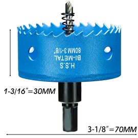 Hole Saw 80 mm, M42 HSS Hole Drill Set Bi-Metal with Hex Shank and Centring Metal Drill Bits Set for Metal, Iron, Aluminium, Wood, Drywall, Plastic, Fibreboard, Blue