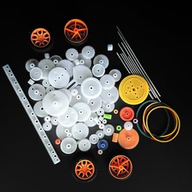82PCS Plastic Gears Accessories Set for DC Motor DIY Model Toys RC Car Robot Gear Replacement Module 0.5 Gears Axle Tire Gear Belt Bushings Rack DIY Set