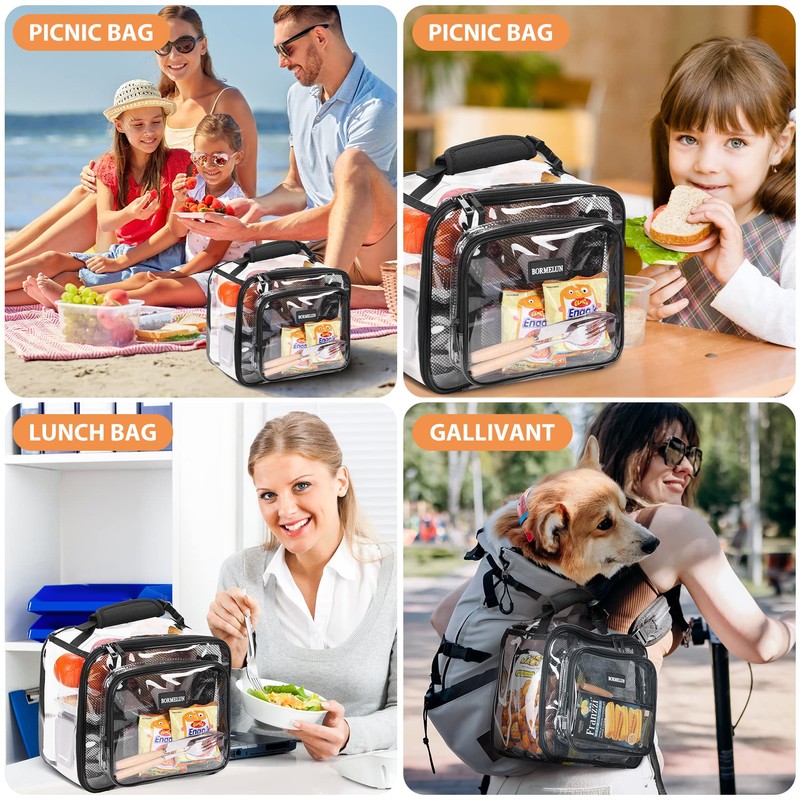 BORMELUN Clear Lunch Box Tranaparent Plastic Bag for School Kids