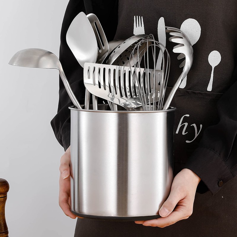 OKT Kitchen Utensil Holder,7.2″Large Stainless Steel Utensil Crock with Non