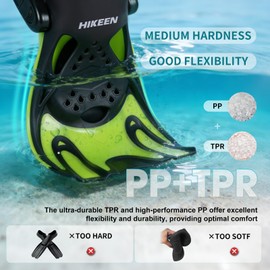 Hikeen Adjustable Snorkel Fins,Short Snorkeling Fins for Adults Men Women Open Heel Swimming Fins, Lightweight Swim Flippers with Mesh Bags-Size-L/XL