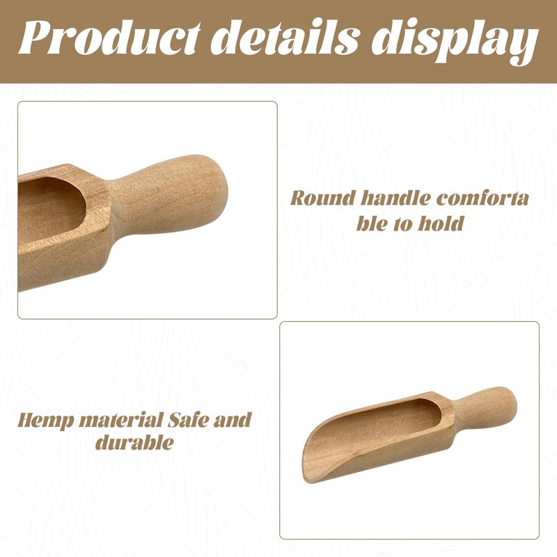 2 PCS Wooden Scoops,140mm Wood Bath Salt Scoops,Large Wooden Flour