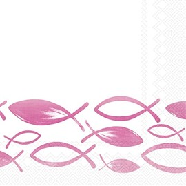 20 Small Cocktail Napkins Festive Swarm Fish Pink | Table Decoration | Decoupage | Napkin Technology 25 x 25 cm