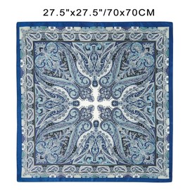 GERINLY Paisley Men Scarf Silk, 27 Inch Head Scarfs Male, Vintage Neckerchief for Costume(OliveNavy)
