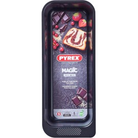 Pyrex Magic Metal Loaf Pan Carbon Steel Non Stick Easy Grip 26cm Black (Pack of 2)