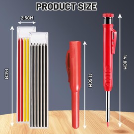 flintronic 8 Pack Carpenter Pencil Set with Finger Grip, Mechanical Carpenter Pencils with 24 Refills, Automatic Center Punch, Carbide Scribe Tool, Heavy Duty Construction Pencil for Architect