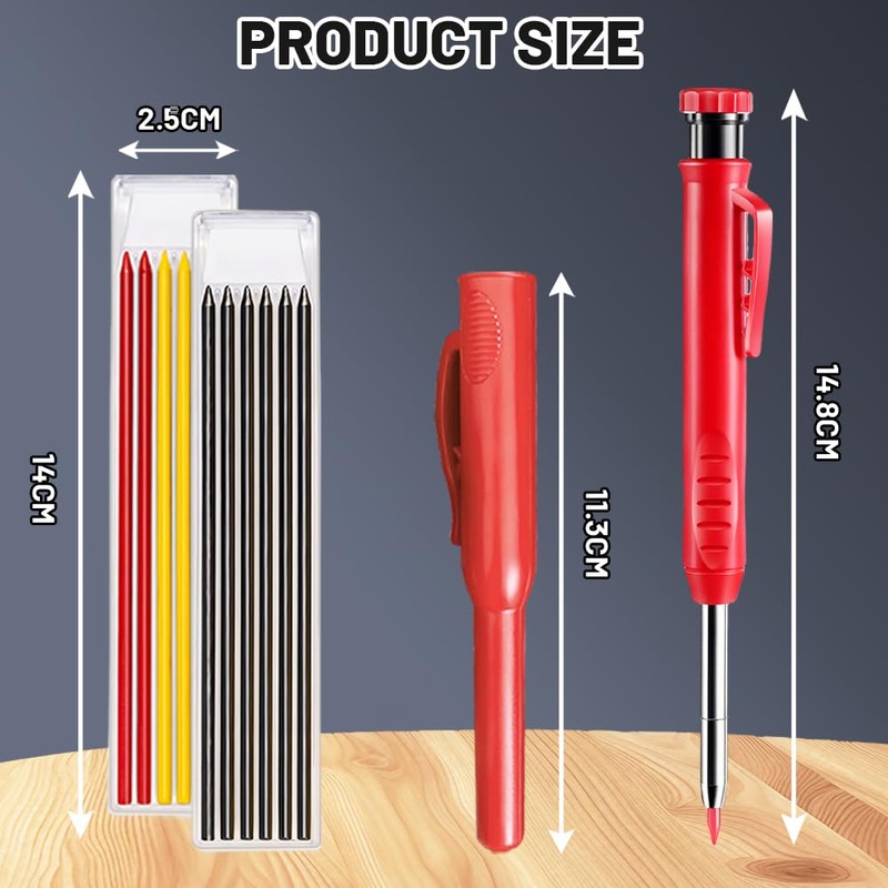 flintronic 8 Pack Carpenter Pencil Set with Finger Grip, Mechanical