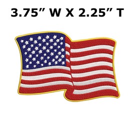 American Flag Patch Gold Waving USA Emblem Fully Embroidered DIY Iron-on/Sew-on Decorative Embroidery Applique Clothing Vest Jacket Bags Premium Stitching Patriotic Badge US United States Morale