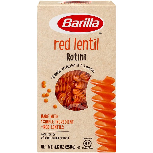 Barilla Red Lentil Pasta, Gluten Free Pasta, Rotini, 8.8 oz (Pack of 10) Plant Based Protein Pasta | Naturally Gluten Free Pasta | Veggie Pasta | Vegan Pasta