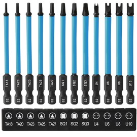 CYLBAQ 89mm Square Triangle Head and U Shaped Screwdriver Bit Set, 12Pcs S2 Steel Square Triangular U Types Screwdriver Bits, 1/4” Hex Shank Security Tamper Proof Resistant Impact Driver Bit Set