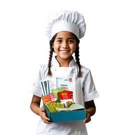 eat2explore Cooking Kits for Kids - Interactive & Educational Real Kids Cooking Kit with 3 Recipe Cards, Key Ingredients & Cooking Tools - Ideal Idea for Kids who Love to Cook (China Edition)