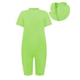 EEOST Adaptive Clothing for Kids Special Needs Autism Sensory Jumpsuit Anti-Strip Romper with Back Zipper Sizes 3-16 Years (Lime Green, 15-16 Years Old)