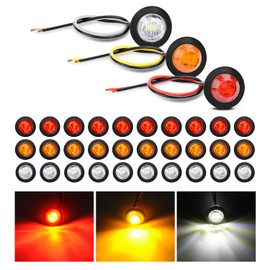 Nilight 30 PCS 3/4 Inch Round Clearance Light LED Front Rear Side Marker Indicator Bullet Lights for Truck RV Car Bus Trailer Van Caravan Boat